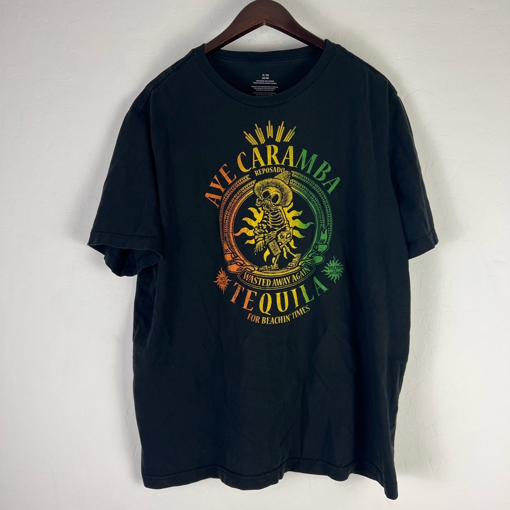 Aye Caramba Tequila logo graphic T-Shirt Black Size XL
